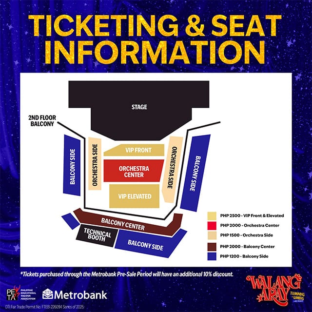 Ticket and Seating Chart for PETA's Walang Aray